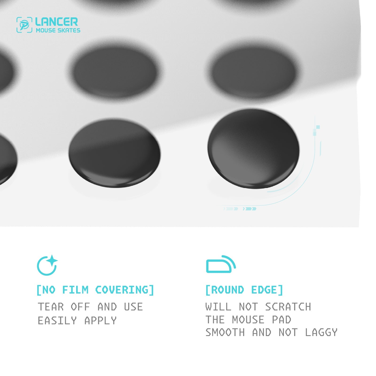 PALMLAB Lancer Mouse Skates – 60 Dot Set for All Mousepads, 3 Sliding Speeds