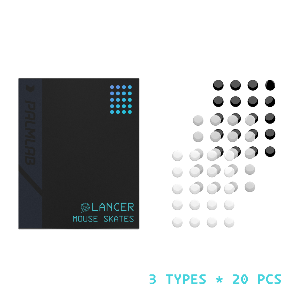 PALMLAB Lancer Mouse Skates – 60 Dot Set for All Mousepads, 3 Sliding Speeds